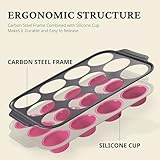 BRONYPRO Silicone Muffin Pan with Metal Frame, Egg Bite Molds for Baking, Cupcake Pans 12 Regular Size, Muffin Tins Easy to Pop Nonstick Non Toxic Bakeware for Oven,Rose Pink