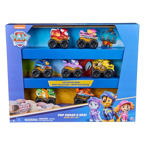 PAW PATROL: Rescue Wheels, 7-Piece Pup Squad Racers Gift Set, with Exclusive Roxi Toy for Boys and Girls 3 Years Old