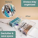 Daily Contact Lens Organizer Dispenser with R & L Labels – 4-Drawer Contact Lens Holder Storage – Multifunctional Clear Box Case for Color Contact Lenses, Glasses, Makeup, & More