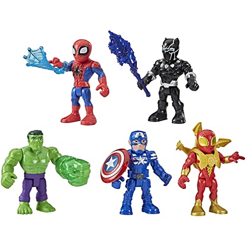 Marvel Super Hero Adventures 5-Inch Action Figure 5-Pack, Includes Captain America, Spider-Man, 5 Accessories (Amazon Exclusive)