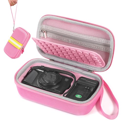 Camera Bag Carrying Case Compatible with Canon PowerShot SX740/ SX730/ SX620/ G7X Mark III/ G7X Mark II Digital Camera, Hard Bag Suitable for Travel and Home Storage (Pink)
