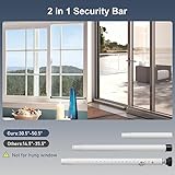 DIIG Sliding Door Security Bar，17.7-50.5inch Adjustable Locking Window Safety Bar with Rubber Tips,Diameter 1inch Window Security Bar for Home Apartment （White）