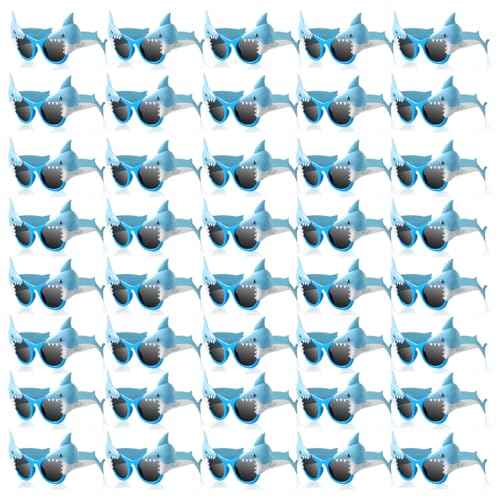 Copkim 48 Pairs Shark Sunglasses Bulk Shark Photo Booth Props Summer Ocean Sea Animal Theme Shark Party Favors Funny Novelty Shark Eyeglasses for Shark Birthday Party Decorations