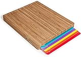 Bamboo Wood Cutting Board Set, Bamboo with 6 Color Coded Flexible Plastic Chopping Mats with Food Icons, Wooden Cutting Boards For Kitchen, Wooden Chopping Board Set Non Toxic Dishwasher Safe