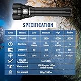 Wurrkos DL70 Dive Light,13000 Lumen Super Bright Scuba Diving Light with 4pcs Led Dive Lights,IPX8 Waterproof Dive Torch Underwater 328ft,4 Mode Night Dive Flashlight for Submarine Deep Sea Cave