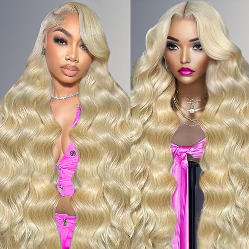 WAQI 30 Inch 613 13x6 Lace Front Wig Human Hair 200 Density Blonde Wig Human Hair Body Wave Lace Front Wigs Human Hair Pre Plucked 613 HD Lace Frontal Wig 13x6 Wigs For Women Body Wave Human Hair Wig