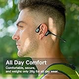 mojawa Run Air (Mojo 2) IP67 Waterproof Wireless Bluetooth Open Ear Outdoor Sports Headphones with Deep Bass for Running, Cycling, & Workouts, Black