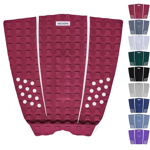 Modern Grips Surfboard Traction Pad 3-Piece (Dark Red Burgundy/White)