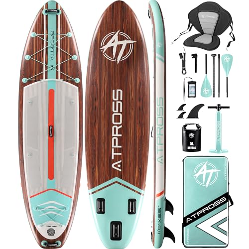 ATPROSS 11'6"x35" Inflatable Stand Up Paddle Board with Kayak Seat, Premium SUP Paddle Boards for Adults, 450lbs Extra Wide Blow up Paddle Boards for Yoga Fishing Paddle Board