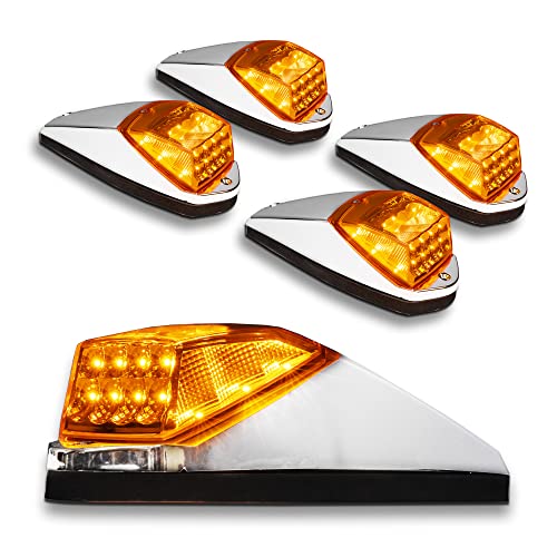 TRUE MODS Amber LED Cab Marker Light Kit for Semi Truck [DOT FMVSS 108] [SAE P2PC] [Universal Fit] [Reflector Lens] [Waterproof] Roof Lights for Peterbilt Freightliner International Kenworth Mack