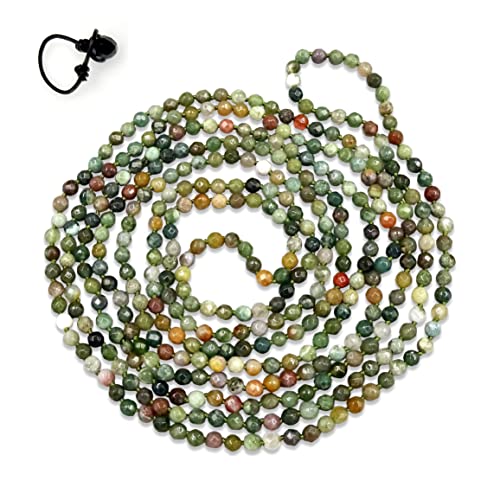 MGR MY GEMS ROCK! BjB 70 Inch 4MM Faceted Natural Fancy Jasper Beaded Light Weight Endless Infinity Long Necklace