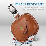 Maxjoy for Airpods 3 Case Leather, Airpods 3rd Case Cover 2021 AirPod Gen 3 Protective Cover with Keychain Compatible with Apple Airpods Generation 3rd 2021 (Front LED Visible), Brown