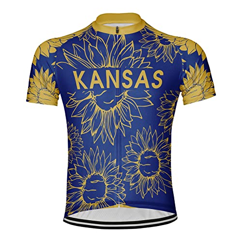 Custom Kansas Men's Cycling Jersey Short Sleeve (MS0022-1, L)