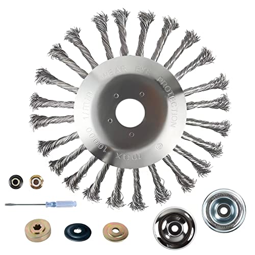 Allyplay 8 Inch Steel Wire Rotary Brush Cutter Trimmer Head,Universal Replacement Weed Blade Cutter for String Trimmers, Gardening Lawnmower, Moss & Rust Removal,Compatible with Stihl,Husqvarna