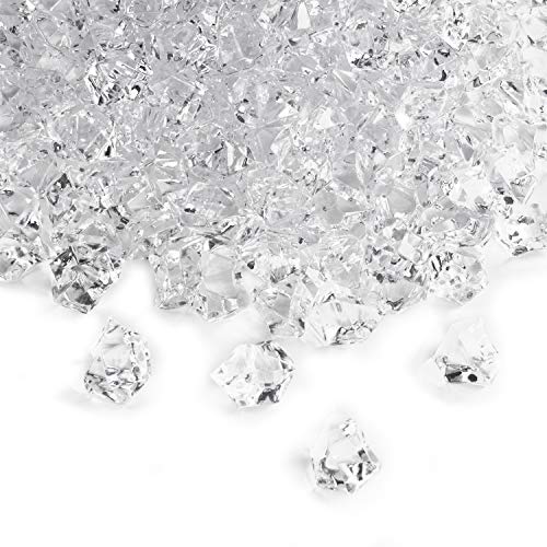 Super Z Outlet 3 Pound Bag Clear Fake Ice Cubes Acrylic Rock Diamond Crystals Treasure Crushed Gems for Vase Fillers, Table Scatter, Birthday Decoration Favor, Event, Wedding, Arts & Crafts