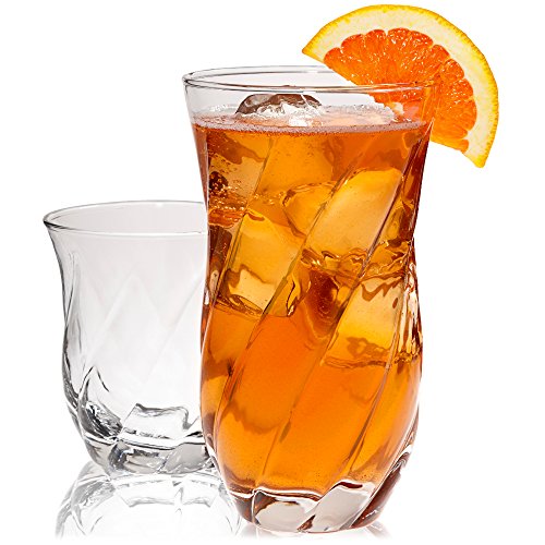 Anchor Hocking Carousel Small and Large Drinking Glasses, 12-Piece Glassware Set