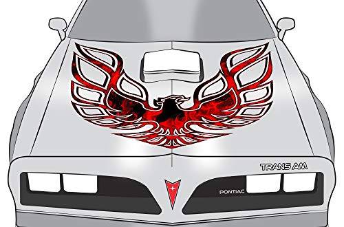 Car-Gear Universal Firebird Hood Graphics Kit 7 Year UV Vinyl Decal Wrap Compatible with Pontiac Trans Am - Red Flames