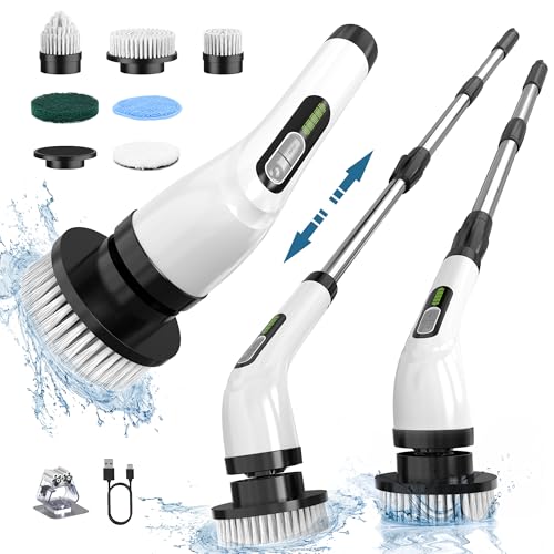 Electric Spin Scrubber for Cleaning Bathroom: Cordless Power Shower Scrubber - Electric Cleaning Brush for Tile Tub