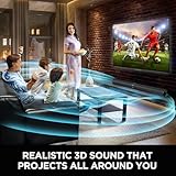 Assistrust Sound Bar for Smart TV, 60W Soundbar with Bluetooth/ARC/Opt/AUX Connect, Auto Volume Boost, 3 Equalizer Modes, 2 in 1 Detachable Soundbar for TV/PC/Gaming/Projectors