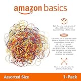 Amazon Basics Assorted Size and Color Rubber Bands, 0.5 lb.