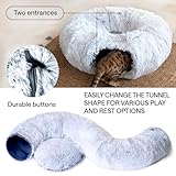 Cat Tunnel Bed with Cat Toys for Bored Indoor Adult Cats – Includes 1 Laser Paw, 1 Ball, and 2 Hollow Tunnels to Form Big Donut Shaped Tube - Can Be Used as Peekabo Cave or Comfy Pet Bed