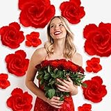 Humyoun Giant Paper Flowers Artificial Paper Flower Decorations for Wedding Graduation Bridal Shower Birthday Handcrafted Wall Backdrop Table Centerpieces Party Supplies(Red,12 Pcs)