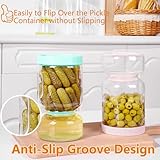 ZENS Glass Pickle Jar with Strainer Flip, 2 Pack 51oz Anti-Slip Large Pickle Container, Airtight Hourglass Pickle Juice Separator Canning Jar for Storage Olive, Gherkin, Dill Sliced Pickles.