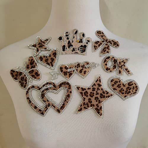 10Pcs Leopard Print Iron on Patch No Glue Cartoon Motif Applique Embroidery Garment Accessory