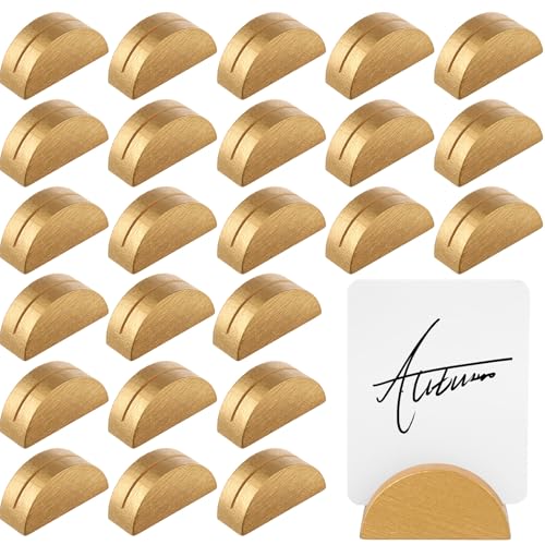 Colingmill 24 Pcs Gold Table Number Stands Wooden Indoor Lightweight Wedding Table Name Holder Semicircular Design Place Card Holders Office Tag Photo Menu Clips Banquet Birthday Party Restaurant