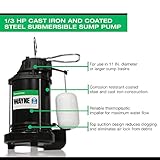 WAYNE CDU790 - 1/3 HP Submersible Cast Iron and Stainless Steel Sump Pump with Integrated Vertical Float Switch - Up to 4,600 Gallons Per Hour - Heavy Duty Basement Sump Pump, Black