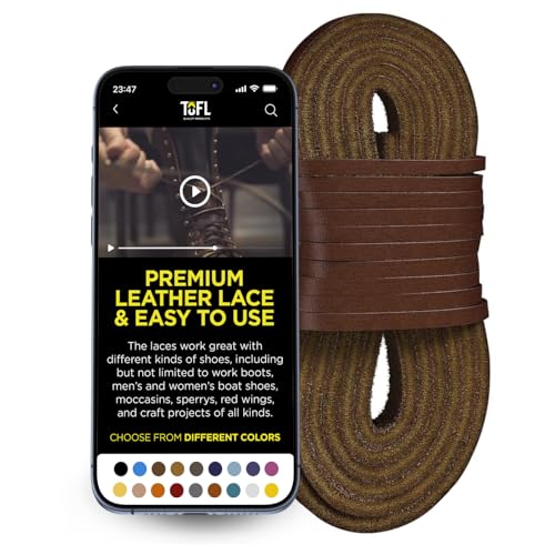 TOFL Leather Boot Laces|1/8 Inch Thick 72 Inches Long|2 Leather Strips [1 Pair]|Medium Brown