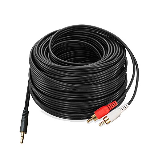 Ruaeoda 2RCA Aux Audio Cable 30 Feet,3.5mm Aux to 2RCA Male Stereo Audio Y Cable