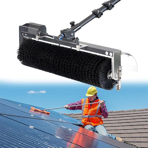 GESAIDES Telescopic Rod PV Panel Wash Cleaning Machine, Single Head Solar Panel Cleaning Equipment Solar Cleaner Robot, Solar Panel Cleaner, Electric Water Fed Pole Kit,7.5m(24.6ft)