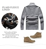 Les umes Mens Half Zip Jumper Plaid Fleece Lined Turtleneck Knit Sweater Long Sleeve Warm Stand Collar Pullover Khaki XL