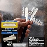 Single Edge Razor Blades - 60Pcs Japanese Stainless Steel Polymer Hair Shaper Blades - Straight Razor Shaving Blade Refills - Facial Hair & Eyebrow Shaper Trimmer for Men & Women - 12 Packs of 5