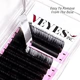 VEYES INC Cashmere Volume Lash Extensions C CC D DD LD L B J M Curl 0.03-0.20 thickness 5-25mm, Super Matte Black Individual Eyelashes Tray, Professional Supplies for Lash Techs (0.03 CC 14mm)