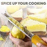 Stainless Steel Cheese and Citrus Zester Grater w/Extra Sharp Blade - Perfect for Lemons, Parmesan, Garlic, Chocolate - Spice Up any Kitchen Dish in Seconds with Your Premium Hand Held Shredder