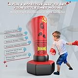 ODOSOLA 67'' Inflatable Punching Bag Freestanding for Kids Aged 3-12 – Heavy Duty Boxing Set for Karate & Taekwondo, Stable Boxing Bag Active Kids Toy, Christmas Birthday Gift for Boys and Girls, Red