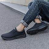 LARN SAFETY Non Slip Shoes Men Slip-Resistant Chef Shoes Waterproof Kitchen Food Service Work Footwear Hospital Nursing Garden Wide/7.5/Black