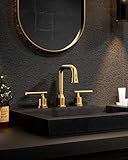 Brushed Gold Bathroom Faucet Set: WOWOW Widespread Bathroom Sink Faucet 3 Hole with Pop-up Drain and Supply Lines, 8 Inch Vanity Faucet 3 Pieces Basin Tap 2 Handle Modern (Set of 2)