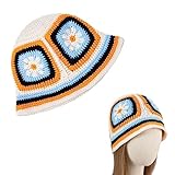 OSOPLAY Crochet Knitted Hat Handmande Bucket Hat Summer Floral Beanies Cap (Orange)