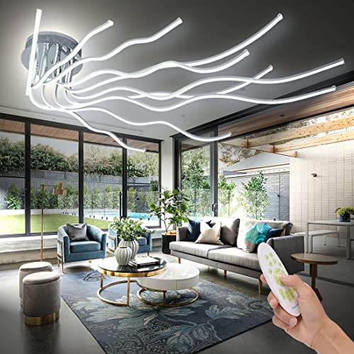 SHIANDAR Modern Led Ceiling Light Fixture, 55.11" Modern Ceiling Light for Living Room Light Fixture Luxury Large Flush Mount Dimmable Lamparas de Techo Modernas 10-Light