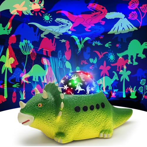 Night Light for Kids Room, Dinosaur Night Light Projector for Boy Room, Dino Lamp with 14 White Noises and 360 Degree Rotation, Dino Crawling Toy, Christmas Birthday Gift for 3-8 Year Old Boys