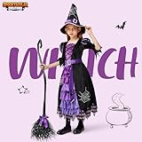 Spooktacular Creations Fairytale Witch Cute Witch Costume Deluxe Set with Broom for Girls (M 8-10)