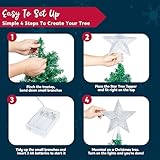 JOIEDOMI 10.5 inch Lighted PVC Glitter Swirl Star Christmas Tree Topper, 10 Warm White Light Silver Tree Topper, Battery Powered for Christmas Tree Decorations Home Holiday Xmas Party Indoor Decor