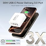 2Pack USB C Fast Charger Block, 60W 5-Port USB C Wall Charger 30W Type C Charging Block, 2USB C+3USB A PPS/PD 3.0 Multiport Charging Cube for iPhone 16 15 14 13 Pro Max,for Galaxy S25 S24 Ultra, i Pad