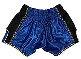 Lumpinee Retro Original Muay Thai Shorts for Kick Boxing Fight LUMRTO-010 (L, Blue)