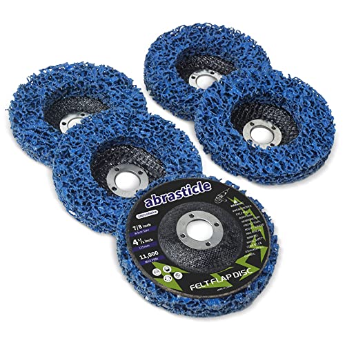 abrasticle 5 Pcs 4-1/2 Inch Poly Strip Wheel Disc Rust Remover Wheel, 7/8" Angel Grinders Clean Tool, Strip Discs for Angle Grinder Remove Rust Paint Clean Welds Paint Grinding Wheel Blue