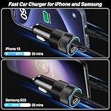 USB C Car Charger, 2 Pack 38W Dual Ports USB-C & USB-A Car Charger Adapter Fast Charging Cigarette Lighter USB Charger for iPhone 16 15 14 13, Samsung S24, Pixel Cargador Para Carro Phone Plug for Car