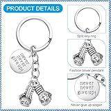 Loetere 24 Sets Never Give up Boxing Keychain Boxing Gloves Charm Keyring with Thank You Tag and Organza Bag Inspirational Keychain Gift for Boxers Appreciation Gift Fitness Gift Boxer Fan Gift